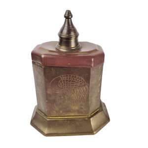 Bird Etched Metal Copper Canister Tin Trinket Box